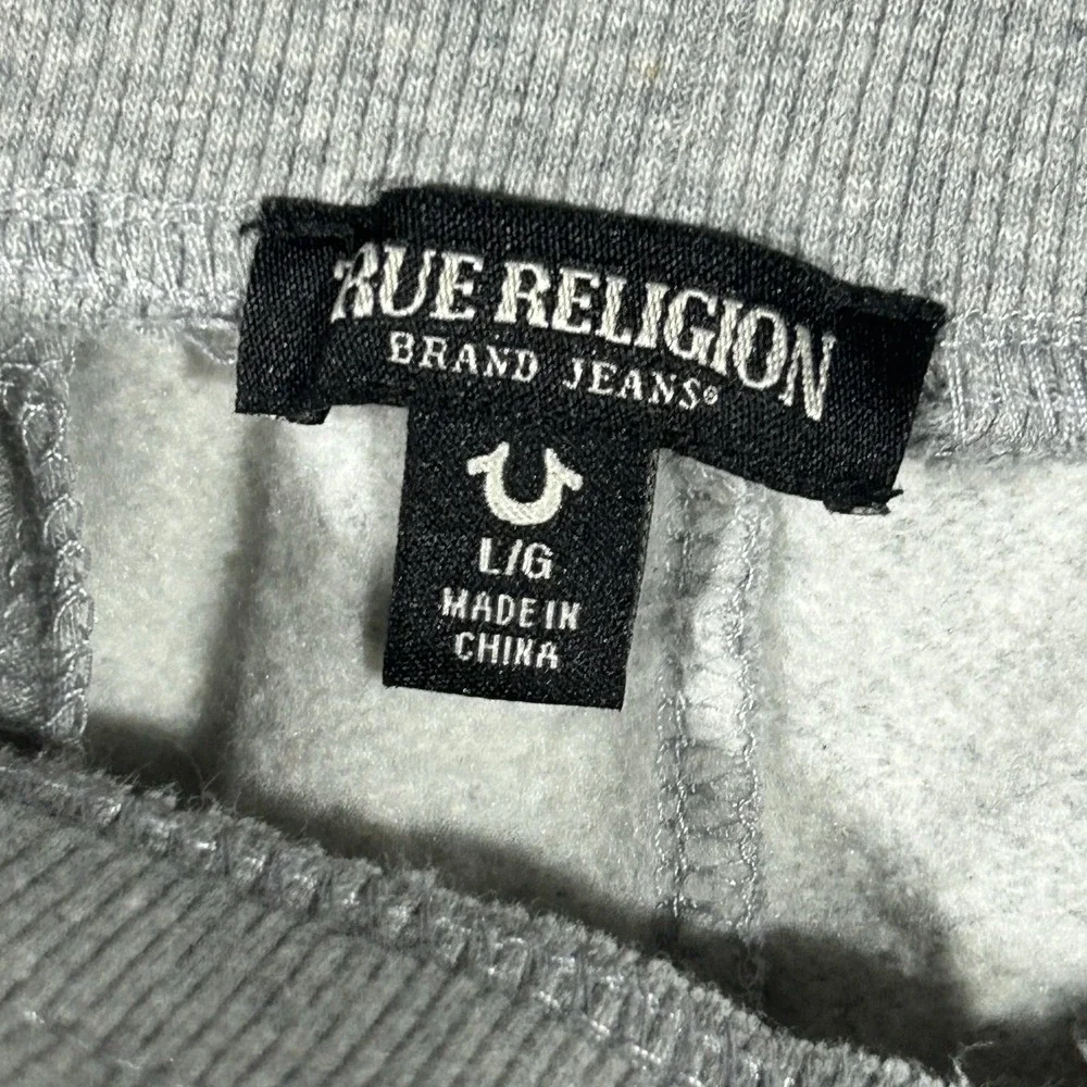 True Religion Horse Shoe Logo Gray Jogger Sweatpants Men's Large #3312